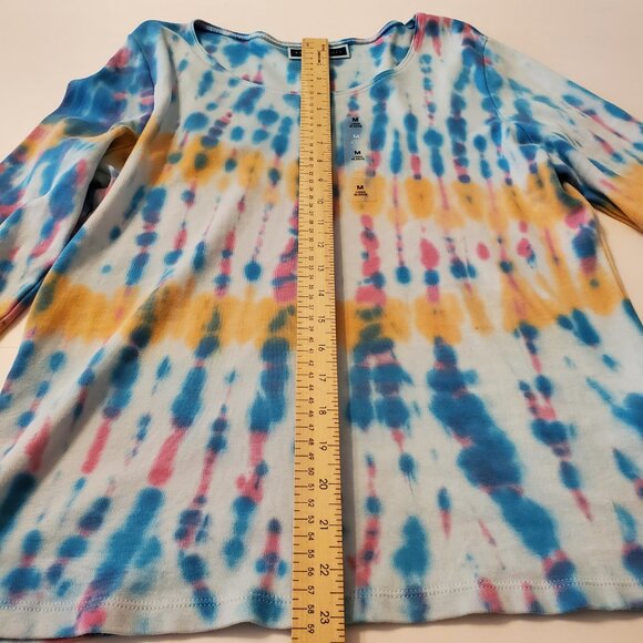 Karen Scott Women's Tie Dye Long sleeve Round neck t-shirt 100% Cotton size M. - Picture 8 of 11